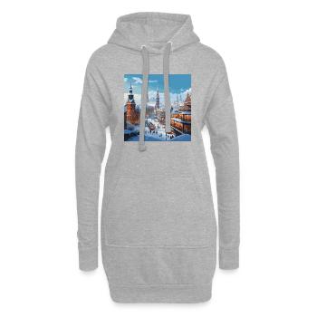 Verschneite Stadt Winter Weihnachten - Hoodie-Kleid - Grau meliert - Vorne