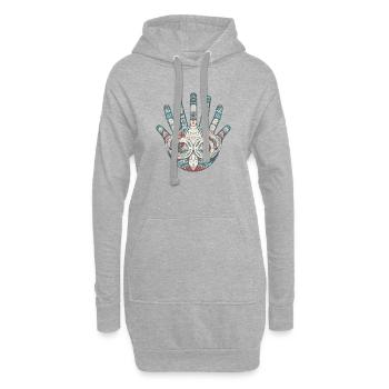 Hand Finger - Hoodie-Kleid - Grau meliert - Vorne