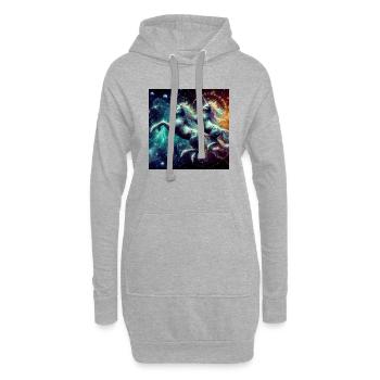 Doppel Einhorn Dystopisch - Hoodie-Kleid - Grau meliert - Vorne