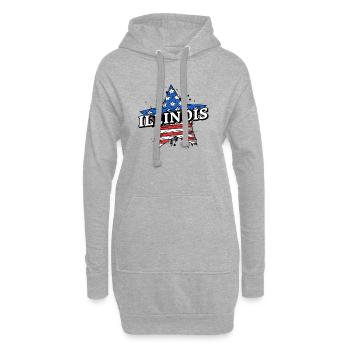 Illinois - États-Unis - États-Unis d’Amérique - Sweat-shirt à capuche long Femme - gris chiné - Devant