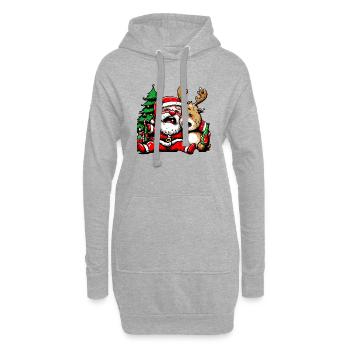 Betrunkener Weihnachtsmann Hohoho - Hoodie-Kleid - Grau meliert - Vorne