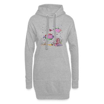 Poissons - Sweat-shirt à capuche long Femme - gris chiné - Devant