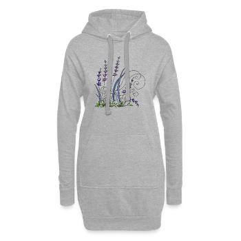 Lavande - Sweat-shirt à capuche long Femme - gris chiné - Devant