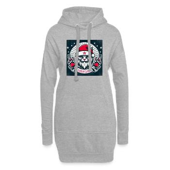 Griffes de Satan - Chat Père Noël - Sweat-shirt à capuche long Femme - gris chiné - Devant