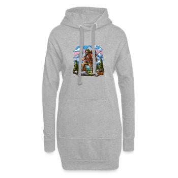 Randonneurs dans la nature, soif d’aventure et de liberté - Sweat-shirt à capuche long Femme - gris chiné - Devant