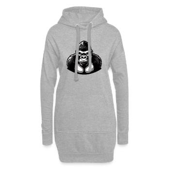 Gorille noir et blanc puissant - Sweat-shirt à capuche long Femme - gris chiné - Devant
