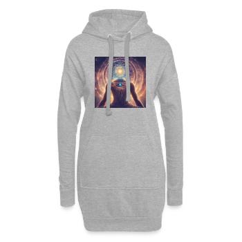 Espace, Planètes, Étoiles - Sweat-shirt à capuche long Femme - gris chiné - Devant