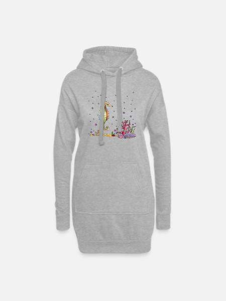 Seepferdchen - Hoodie-Kleid - Grau meliert
