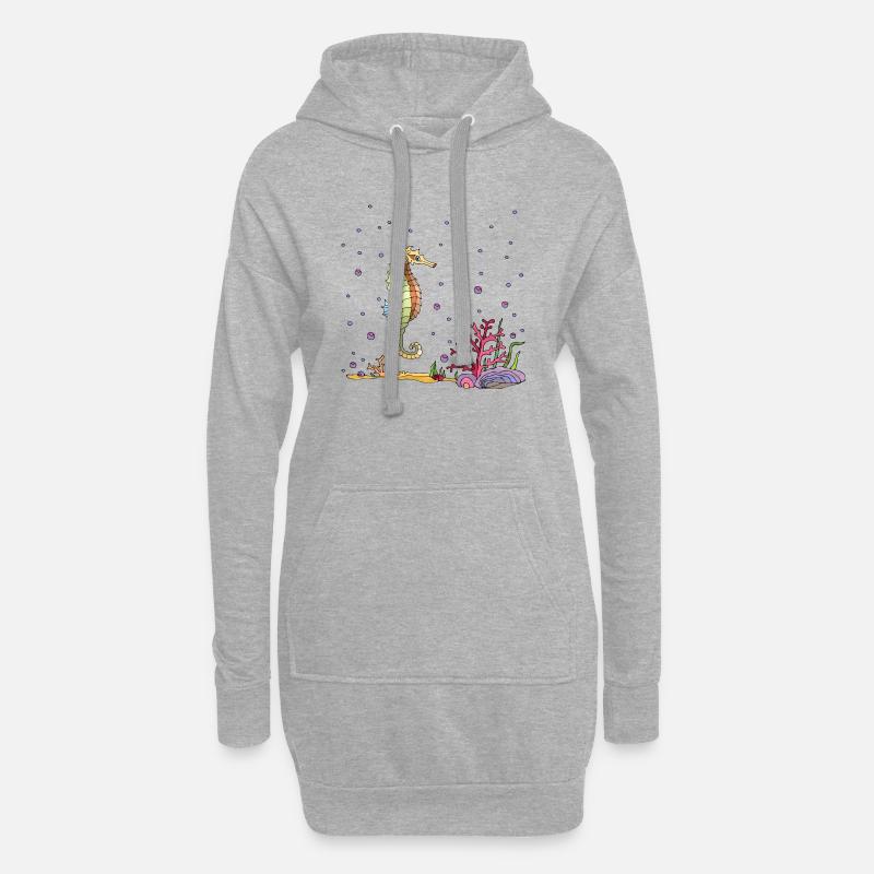 Hippocampe - Sweat-shirt à capuche long Femme - gris chiné