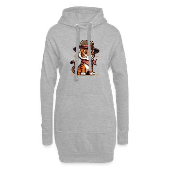 Tigerjunge mit Hut - Hoodie-Kleid - Grau meliert - Vorne