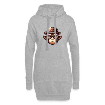 Verspielter Affe mit Brille - Hoodie-Kleid - Grau meliert - Vorne