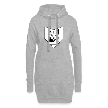 Schwarz-Weiß Katzenkopf -Indigo Augen mit CAT Text - Hoodie-Kleid - Grau meliert - Vorne
