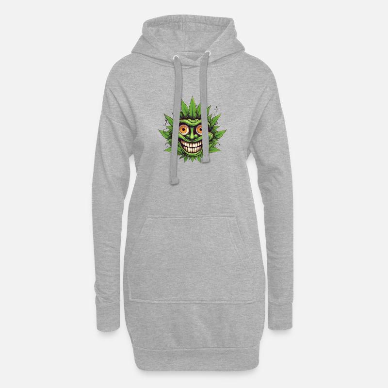 Crazy Cannabis Hanf - Hoodie-Kleid - Grau meliert