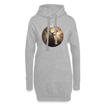 Cerf rugissant dans la lumière du soir - Sweat-shirt à capuche long Femme - gris chiné - Devant