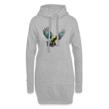 Papagei im Landeanflug - Hoodie-Kleid - Grau meliert - Vorne