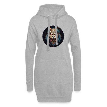 Hibou hypnotique - Sweat-shirt à capuche long Femme - gris chiné - Devant