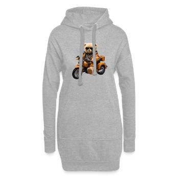 Ours en peluche en motard - Sweat-shirt à capuche long Femme - gris chiné - Devant