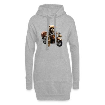 Cool motorbike riding plush bear - Hoodie Dress - heather grey - Front