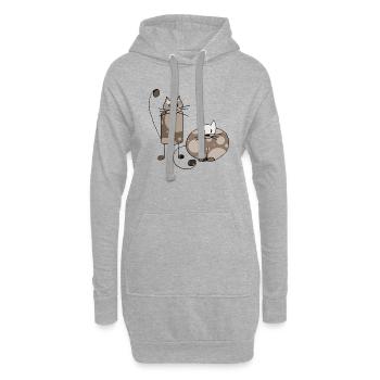 Katzen - Hoodie-Kleid - Grau meliert - Vorne