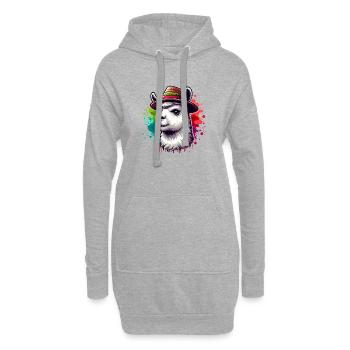 "Lama mit Hut - Hoodie-Kleid - Grau meliert - Vorne