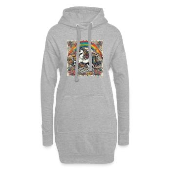 Licorne, Coloré, Couleur, Arc-en-ciel, Bande dessinée, Rétro - Sweat-shirt à capuche long Femme - gris chiné - Devant