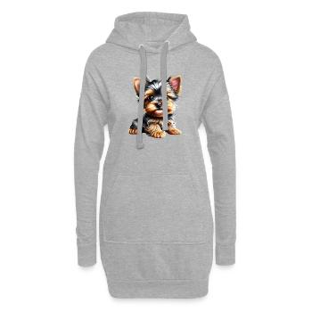 Yorkshire Terrier chiot chien propriétaire de chien - Sweat-shirt à capuche long Femme - gris chiné - Devant