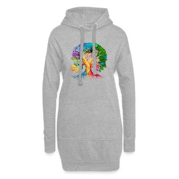 Arbre de vie celtique Arbre de vie méditation - Sweat-shirt à capuche long Femme - gris chiné - Devant