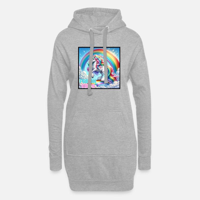 Unicorn on a rainbow - Hoodie-Kleid - Grau meliert