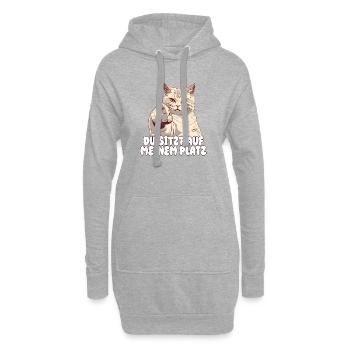 Katze - Du sitzt auf meinem platz - Hoodie-Kleid - Grau meliert - Vorne