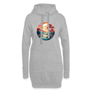 Japan-Landschaft - Hoodie-Kleid - Grau meliert - Vorne
