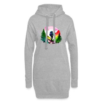 Wanderung Wandern Bergwanderer Bergwandern - Hoodie-Kleid - Grau meliert - Vorne