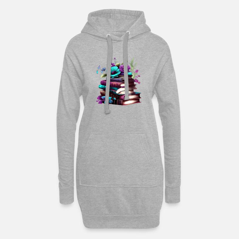 Buch Lesen Bücher Leser Geschenk Buchliebhaber - Hoodie-Kleid - Grau meliert