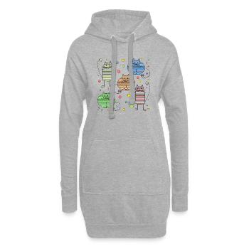 Katzen - Hoodie-Kleid - Grau meliert - Vorne