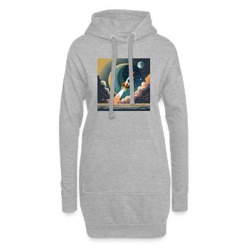 Bring mich zum Mond Vintage Space Rocket Start - Hoodie-Kleid - Grau meliert - Vorne
