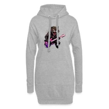 Haustiere, Niedlich, Katze, Tier, Katze, Lustige Musik, Gitarre - Hoodie-Kleid - Grau meliert - Vorne