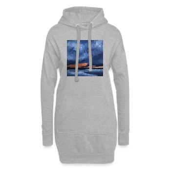 Abstrakter dunkelblauer Nachthimmel und das Meer - Hoodie-Kleid - Grau meliert - Vorne