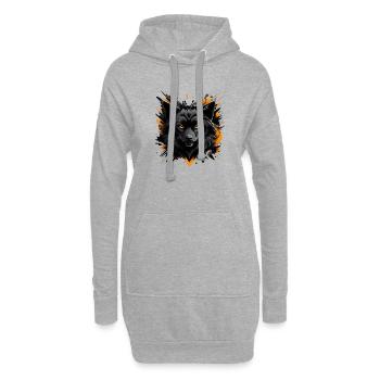 Loup noir - Sweat-shirt à capuche long Femme - gris chiné - Devant