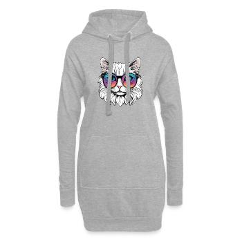 Katze - Hoodie-Kleid - Grau meliert - Vorne