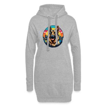 Berger allemand - Sweat-shirt à capuche long Femme - gris chiné - Devant