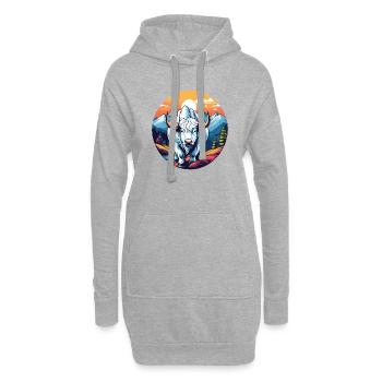 Yak blanc - Sweat-shirt à capuche long Femme - gris chiné - Devant