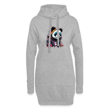 Farbenfroher Pandabär Panda Graffiti - Hoodie-Kleid - Grau meliert - Vorne