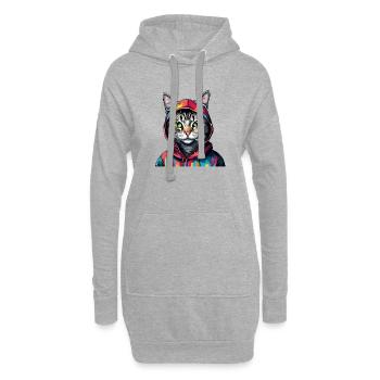 Coole bunte Graffiti Katze mit Hoodie - Hoodie-Kleid - Grau meliert - Vorne