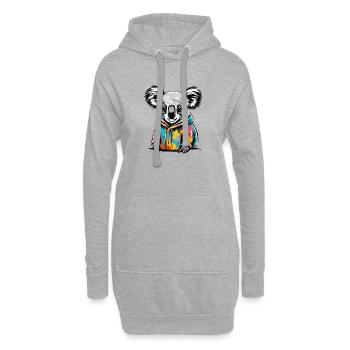 Bunter Graffiti Koala Koalabär - Hoodie-Kleid - Grau meliert - Vorne