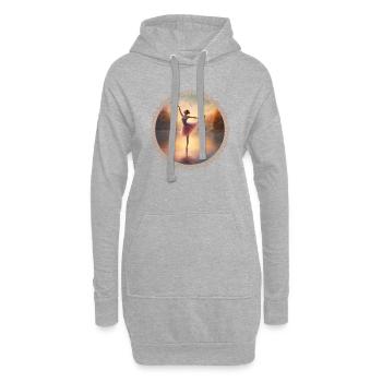 Tanzende Ballerina auf dem See 2 - Hoodie-Kleid - Grau meliert - Vorne