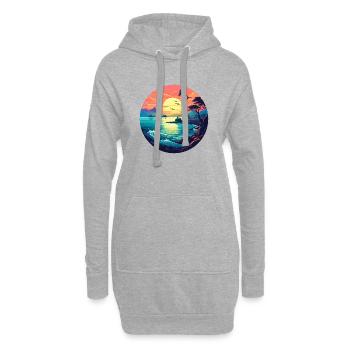 Plage au coucher du soleil - Sweat-shirt à capuche long Femme - gris chiné - Devant