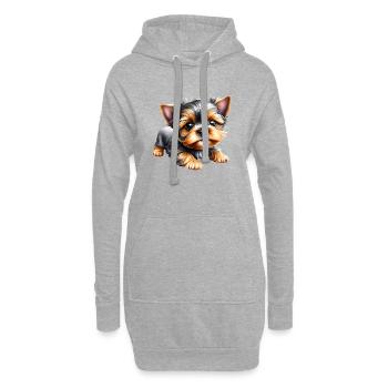 Yorkshire Terrier chiot chien propriétaire de chien - Sweat-shirt à capuche long Femme - gris chiné - Devant