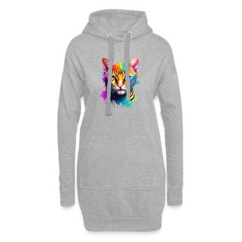 Katze Haustier Kätzchen Hauskatze Kater - Hoodie-Kleid - Grau meliert - Vorne