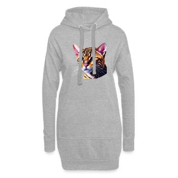 Chat, Animal de compagnie, Chat domestique, Chaton, Propriétaire de chat - Sweat-shirt à capuche long Femme - gris chiné - Devant
