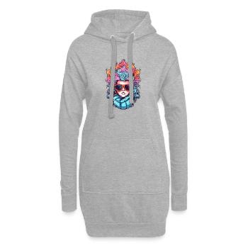 Frau wilde Haare - Hoodie-Kleid - Grau meliert - Vorne