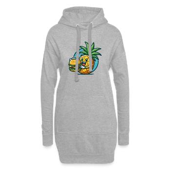 Ananas burger - Sweat-shirt à capuche long Femme - gris chiné - Devant